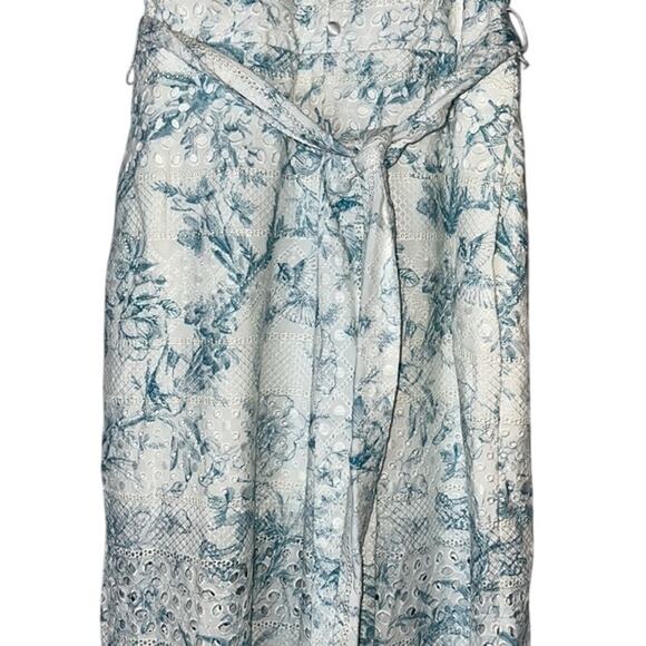 Alice + Olivia Ladies White Eyelet "Shanti" Jumpsuit w/ Blue Nature Print, 4 NWT - Picture 3 of 7